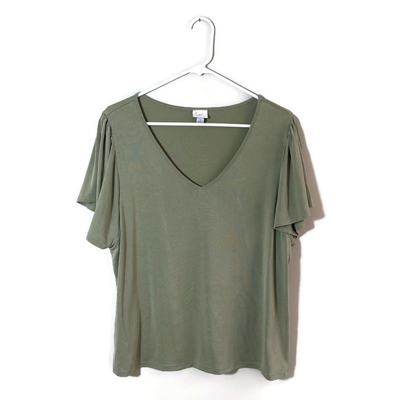 a new day Tops - A New Day Green Ruffle Sleeve Shirt Size Large
